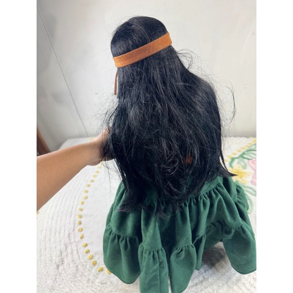 Native American Style Doll Collectible Porcelain Doll in Green Dress - Picture 9 of 9